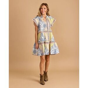 Double A Dayna Dress Apple Bandana Paisley Tiered Mini Dress